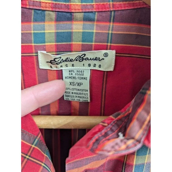 Eddie Bauer Christmas Plaid button up, red green yellow festive women's XS C11 - Picture 3 of 11